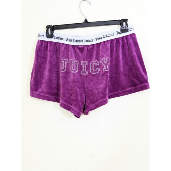 Juicy Couture Sleep Shorts Womens XL Magenta Velour Lounge Stretch Bling Logo - Picture 3 of 5